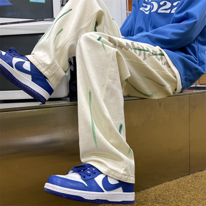 2025春季新款 喷漆 烫钻 宽松直筒 牛仔裤 805-D28-P60控78，男装牛仔裤，星座809B（原星座805）