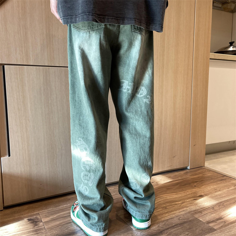 秋季新款！宽松直筒牛仔裤高街刺绣长裤805-KZ82-P55控68,男装牛仔裤,星座809B（原星座805）