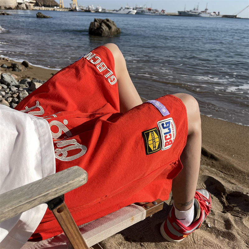 2025夏季新款！宽松阔腿刺绣五分短裤809B-DK03-P45控58，男装牛仔裤，星座809B（原星座805）