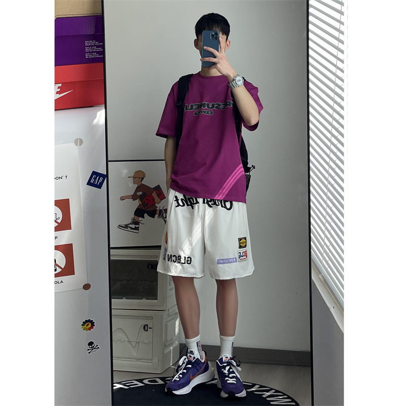 2025夏季新款！宽松阔腿刺绣五分短裤809B-DK03-P45控58，男装牛仔裤，星座809B（原星座805）