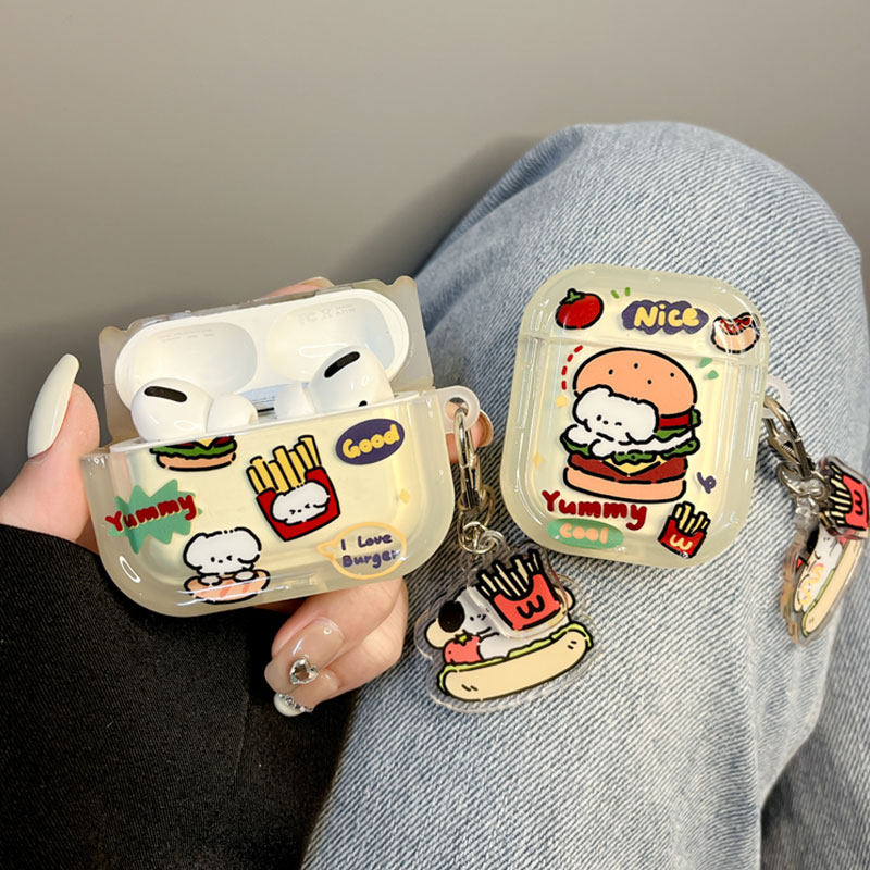 ins趣味卡通夹心汉堡薯条小狗airpods pro保护套适用苹果无线耳机壳2代3代,3C数码配件,耳机保护套,淘宝优惠券,粉丝福利购,淘宝优惠卷