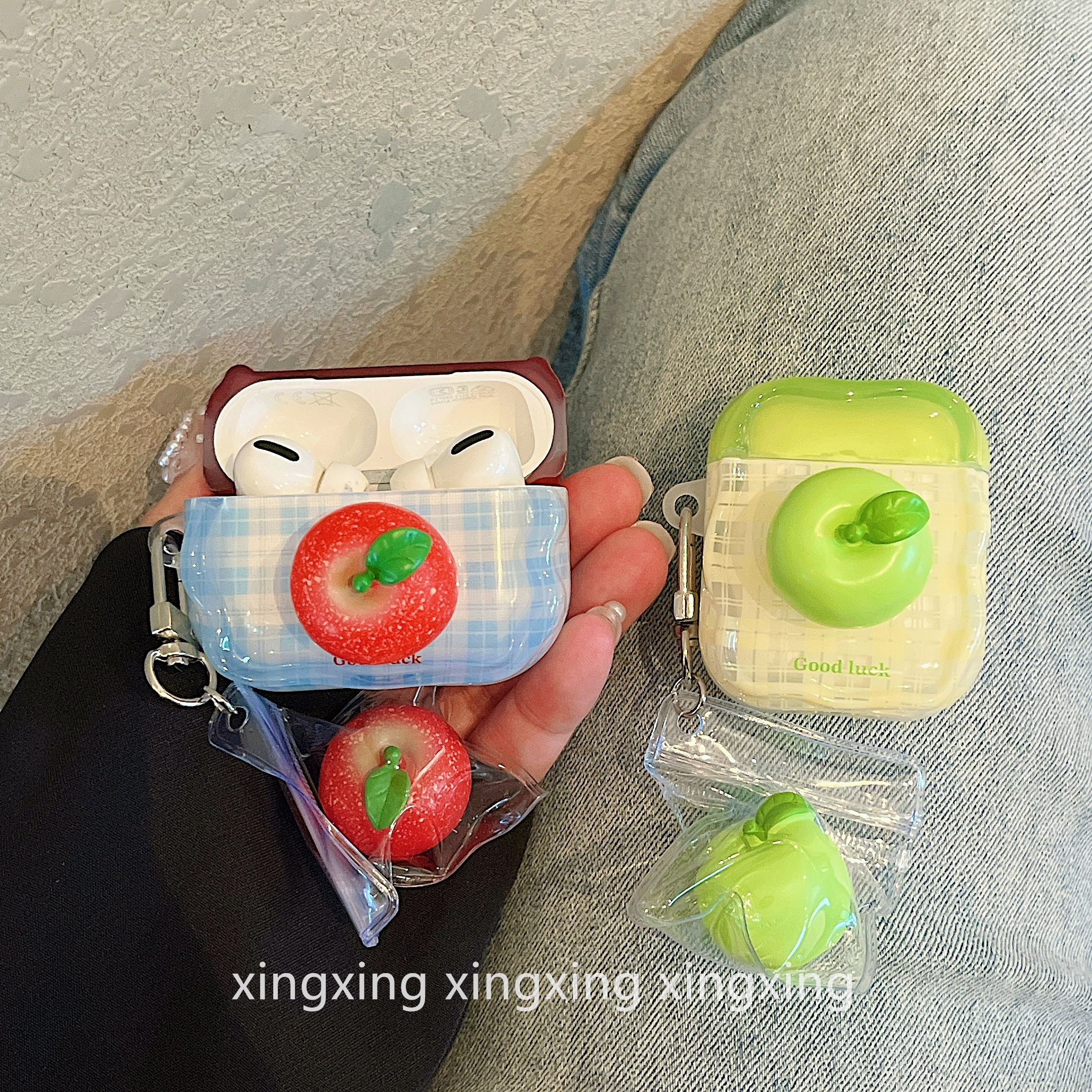 适用airpods保护套小清新苹果