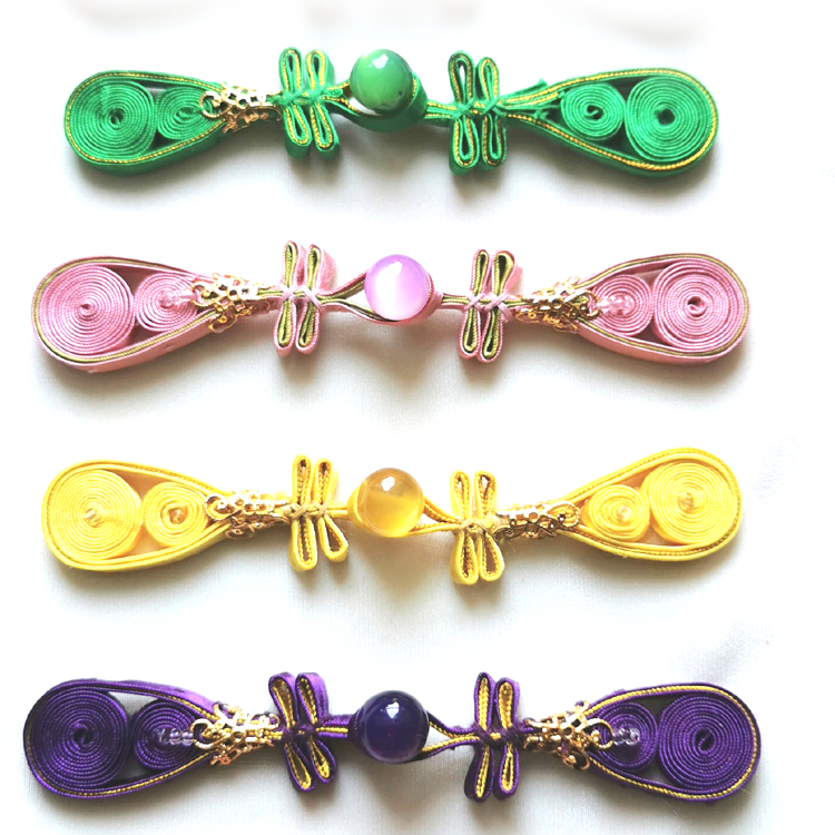 K87F复古琵琶扣铜花片装饰汉服礼服旗袍软体盘扣精巧纯手工可定做