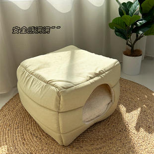 秋冬季安全感保暖小猫咪猫窝 狗狗小房子宠物屋室内用狗窝半封闭