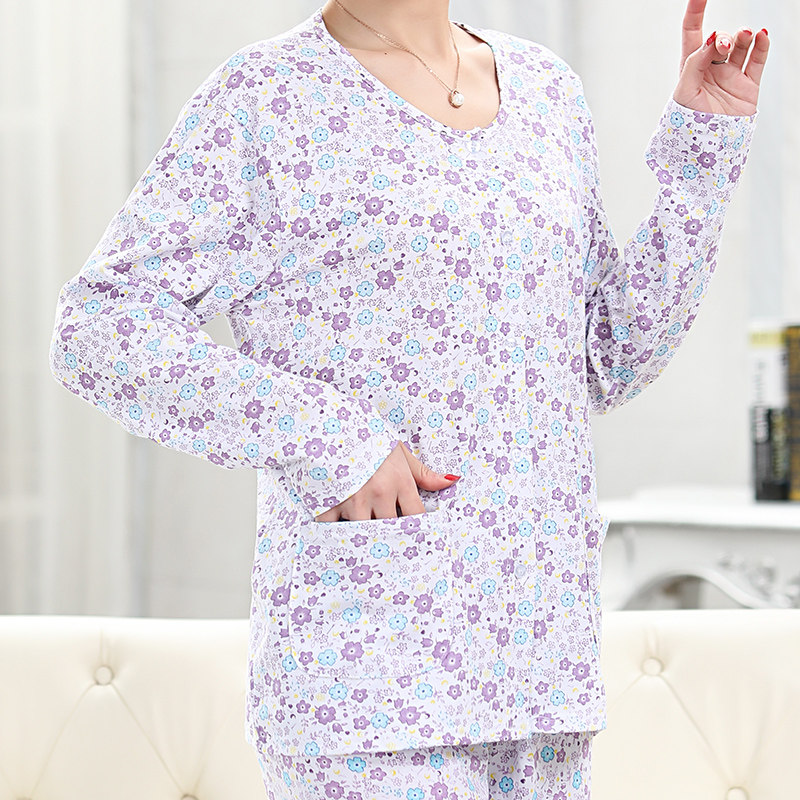 WOMENS COTTON LOOSE LONG-SLEEVED CARDIGAN COTTON MIDDLE-AGED AND ELDERLY PEOPLE PLUS-SIZE FATTENING PLACKET BOTTOMING AUTUMN COAT LINE COAT