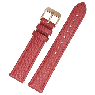 红色手表带真皮表带女款代用fossil化石 皮表带FolliFollie卡西欧