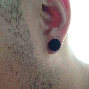 【YXT】男女钛钢黑色银色大仿扩耳个性粗针哑铃双面耳钉韩版单只