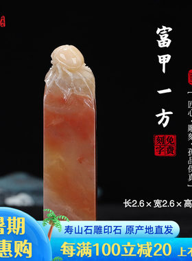 《富甲一方》保利五彩荔枝洞石 2.6厘米方正大印章章料 闲章石料