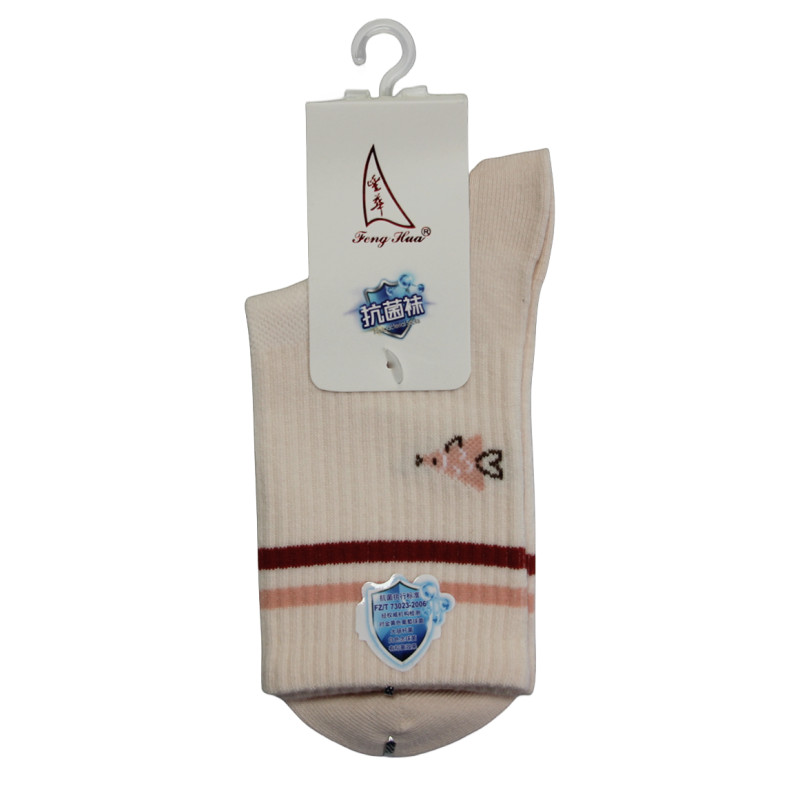 丰华高筒抗菌精梳棉女士吸汗袜子
