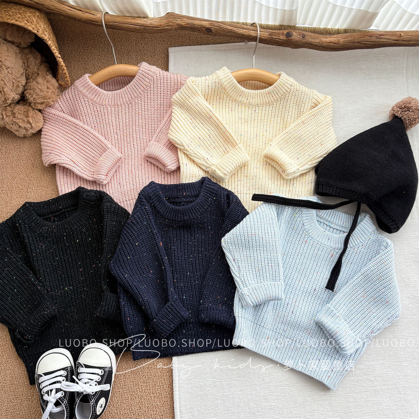 宝宝ins秋冬针织衫纯色毛衣上衣