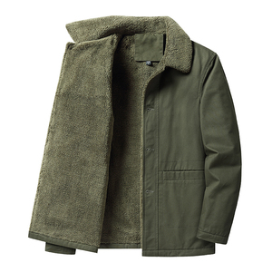 跨境外贸品质夹克男2022新款加绒加厚纯棉服翻领简约冬装工装外套