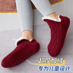 儿童地板袜冬季 加绒加厚室内防滑隔凉暖脚袜子女童超厚居家地毯袜