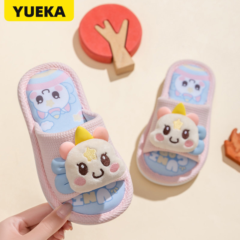 儿童拖鞋亚麻四季室内家居防滑女童小孩子宝宝夏季棉麻布拖鞋女孩