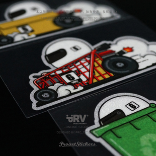 PRV®原创2023 万物卡丁车 原创插图贴纸头盔风挡车架反光车贴