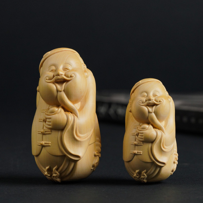 印度小叶紫檀木雕手把件地主家装摆件实木雕刻工艺品腰缠万贯财主