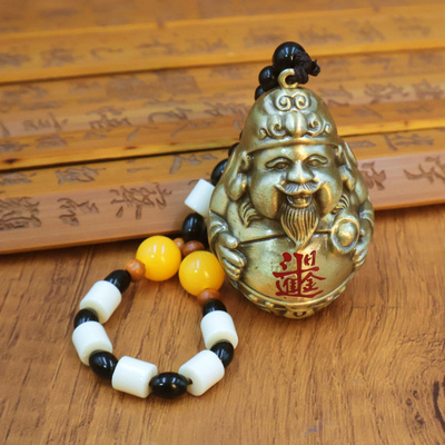 黄铜财神爷手把件男士随身把玩黄铜招财日进斗金解压文玩长辈送礼