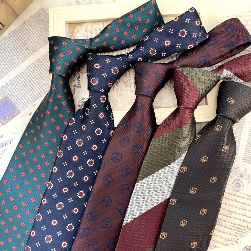 男士复古韩版正装8CM 婚礼新郎花纹商务条纹手打领带酒红咖色军绿