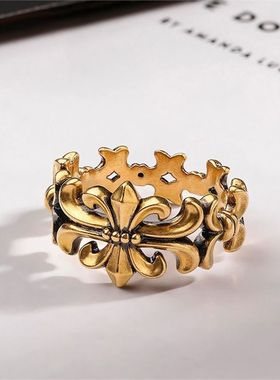 好运扑克5D同花顺戒指海豚送礼物复古黑金色工艺指环个性时尚潮