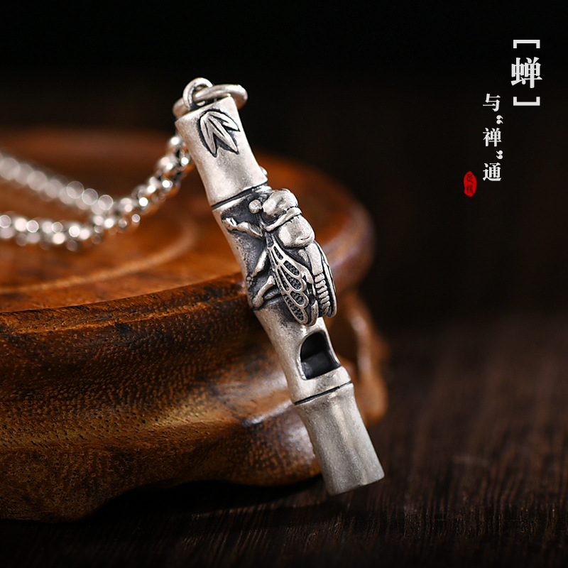 罗泰老银匠990纯银口哨项链可吹响男女个性简约一鸣惊人吊坠配饰