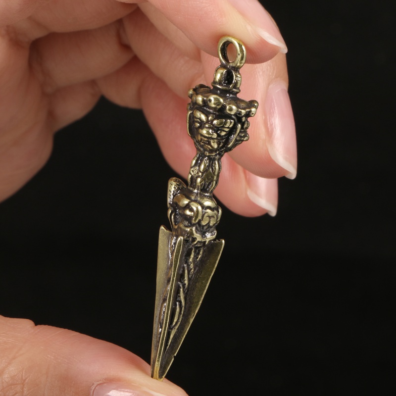 黄铜普巴金刚杵藏传心经用品尼泊尔密宗法器降魔杵吊坠护身符挂件