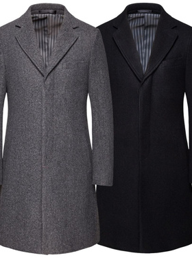 2020秋冬新款外贸中长款大衣大码暗门禁呢子大衣外套JJYF603