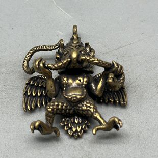 尼泊尔黄铜密宗护法金翅大鹏鸟吊坠护身符佛像挂件工艺品收藏