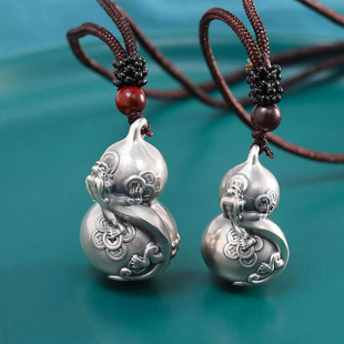 吊坠男女款999纯银龙形葫芦挂坠个性时尚网红饰品项坠包挂件车饰