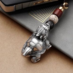 龙龟泰银吊坠玄武项坠挂件男龙头龟高档汽车钥匙扣银挂坠项链