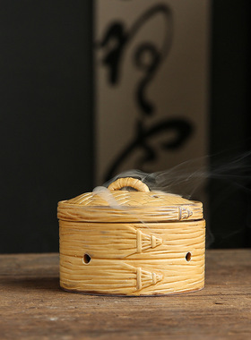 蒸蒸日上陶瓷盘香炉家用室内檀香薰炉禅意中式客厅茶室熏香炉摆件