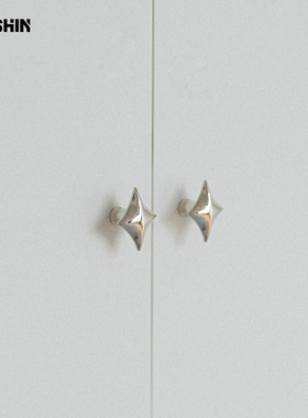 原创法式轻奢黄铜拉手中古风钛银色柜门把手衣橱柜门抽屉小拉手