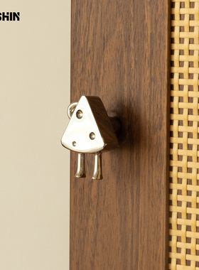 愚铜钛银色单孔衣柜门拉手儿童房橱柜中古风轻奢法式抽屉黄铜把手