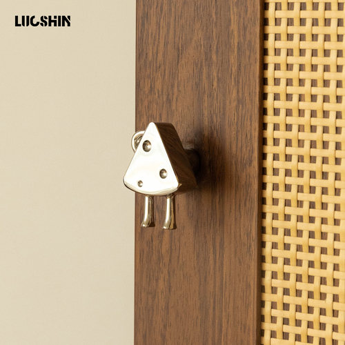 愚铜单孔黄铜柜门中古钛银色拉手