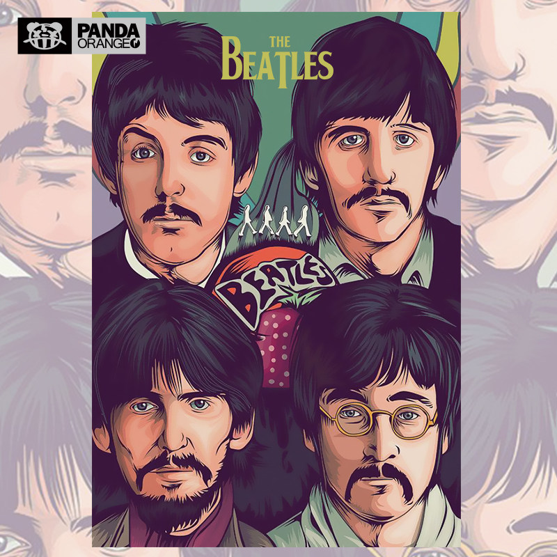 the beatles披头士英国摇滚乐队四成员拟人画oversize街头情侣装