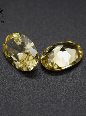 3A鹅黄色蛋形椭圆形diy锆石裸石淡黄色耳钉吊坠戒指主石镶嵌宝石