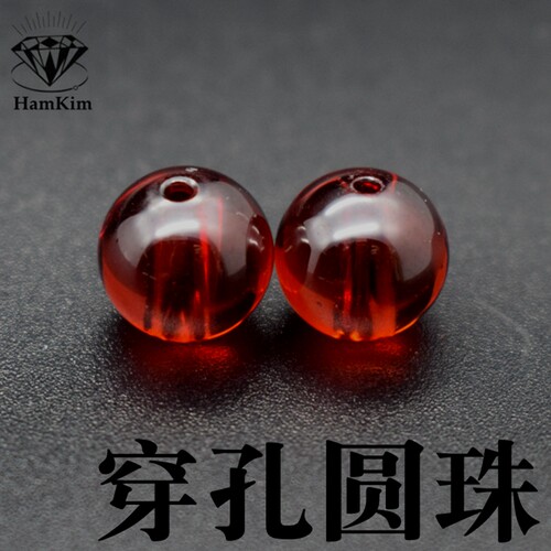 石榴红圆珠锆石diy串珠手链