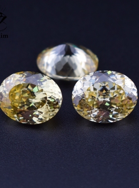 5A闪亮高精切鹅黄色蛋形椭圆形CZ宝石裸石 diy戒指吊坠未镶嵌配石