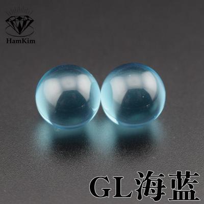 海蓝圆珠水晶玻璃石镶嵌配石