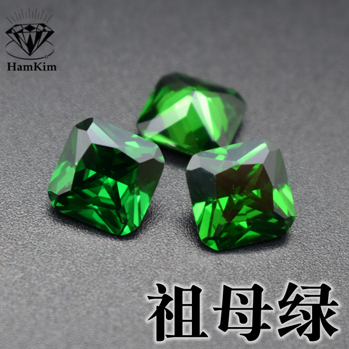 祖母绿色正方形倒角绿宝石裸石小八角戒指吊坠耳钉镶嵌配石