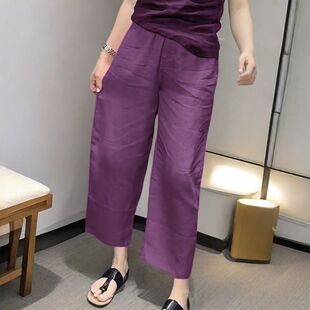 多巴胺穿搭夏季新款棉麻复古休闲直筒裤文艺大码宽松显瘦阔腿裤子
