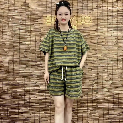 两件套时尚套装减龄短袖短裤夏季新款百搭大码女宽松遮肉显瘦洋气