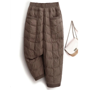冬天新款洋气保暖抗寒棉裤女外穿通勤居家加棉休闲哈伦裤显瘦长裤