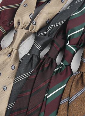 手打领带男8CM正装简约条纹职业商务休闲酒红色咖色韩版蓝色结婚