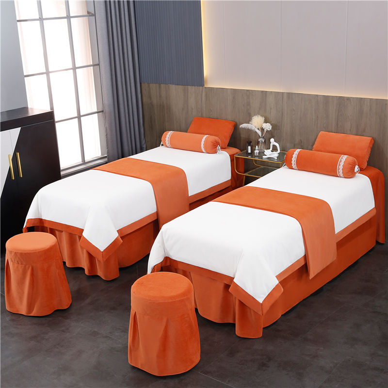 高端美容床罩四件套婴儿绒高档轻奢美容院专用洗头按摩床罩四季款