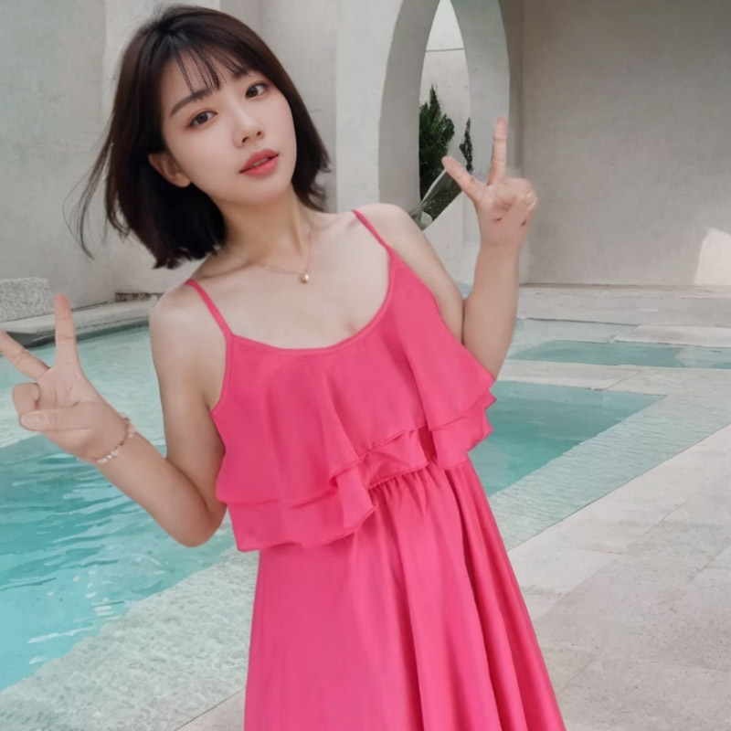 度假风连衣裙旅游海边吊带裙飘逸