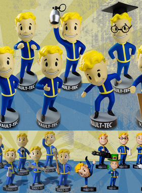 Fallout辐射4手办VaultBoy哔哔小子摇头公仔人偶模型车载摆件周边