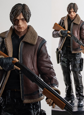 Resident Evil 生化危机皮衣里昂手办游戏模型霰弹枪摆件雕像周边