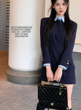 春秋长袖西装连衣裙女设计感小众
