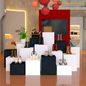 定制模特方形站台展柜底座橱窗展示架服装 店鞋 店精品展柜脚踩直播