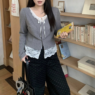 小葵花微胖定制【高阶玩家】初春蕾丝衫时尚拼接韩系上衣女