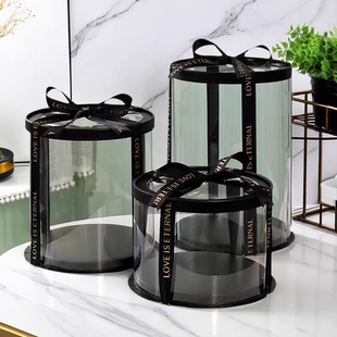 网红慕斯爱心蛋糕圆形黑色蛋糕盒甜品鲜花包装盒5寸6寸8寸 10寸双